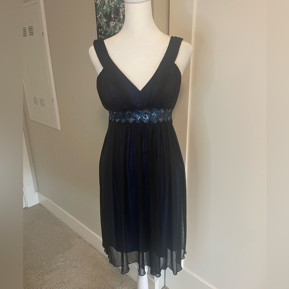 (Sold)black and blue city triangles y2k sequin mini dress